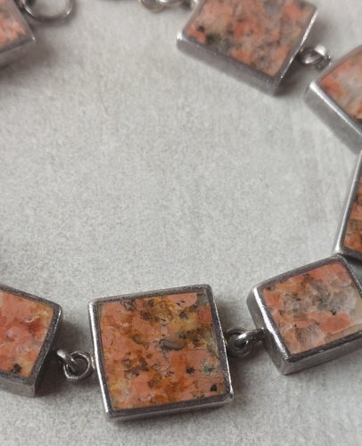 Ancien bracelet, pierres oranges et argent massif