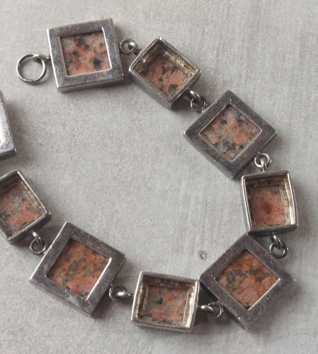 Ancien bracelet, pierres oranges et argent massif