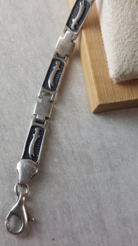 Ancien bracelet pour homme, en argent massif, vintage ^