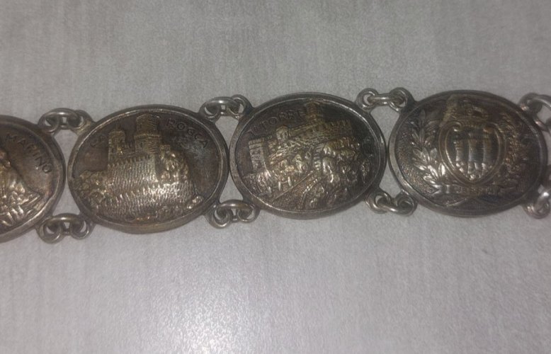 Ancien bracelet souvenir San Marino, Liberta, médaillons