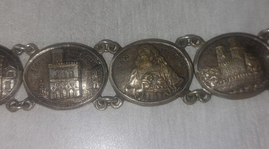 Ancien bracelet souvenir San Marino, Liberta, médaillons
