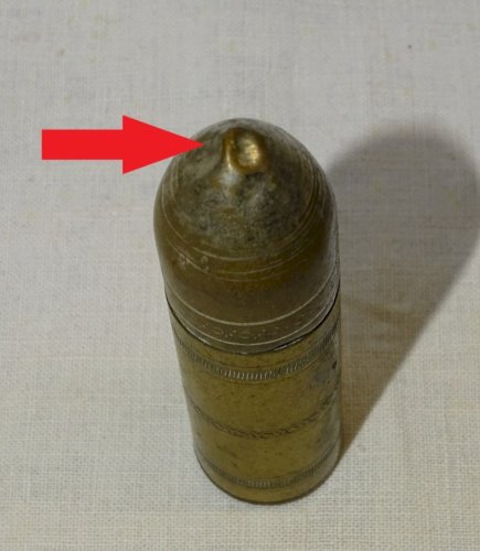 -ANCIEN BRIQUET OBUS LAITON avec sa TAXE MINISTERE DES FINANCES non datée    D