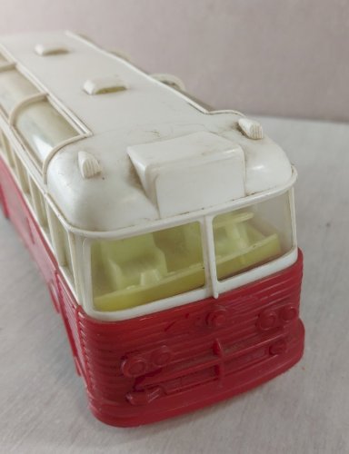 Ancien bus / autobus, en plastique, à friction, Tudor Rose