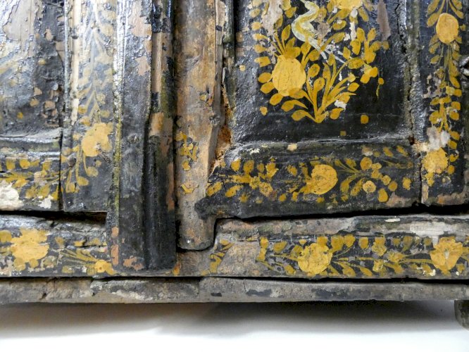 ancien cabinet coffre indien peint à la main Folk art populaire Kashmir antique