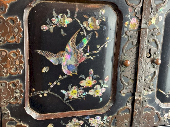 Ancien cabinet de voyage en bois laqué Japon,Tansu,Meiji XIXeme