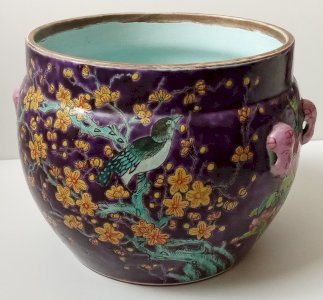 Antique Asian Chinese Pottery Dayazhai Porcelain 19th Century Peony Bird