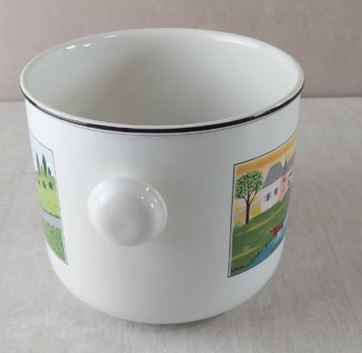 Ancien cache pot, décor Laplau design Naif, en céramique de Villeroy & Boch