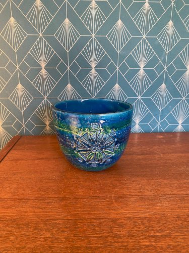 Ancien cache pot en céramique signé, Aldo Londi, années 60, rare, vintage.