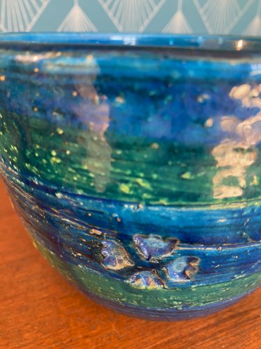 Ancien cache pot en céramique signé, Aldo Londi, années 60, rare, vintage.