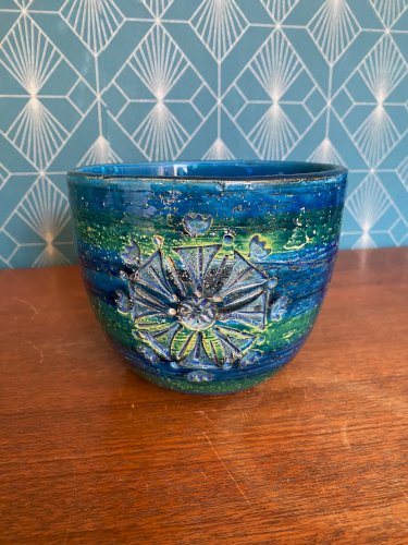 Ancien cache pot en céramique signé, Aldo Londi, années 60, rare, vintage.