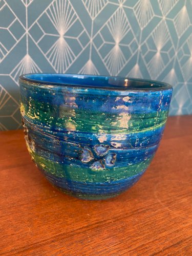 Ancien cache pot en céramique signé, Aldo Londi, années 60, rare, vintage.