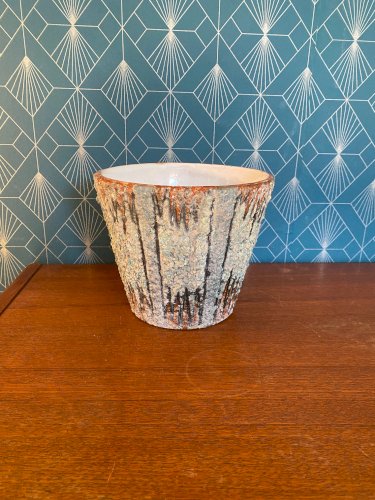 Ancien cache pot en terre cuite émaillée, école Italienne Romacréa, 1950.