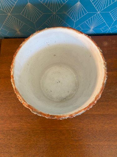 Ancien cache pot en terre cuite émaillée, école Italienne Romacréa, 1950.