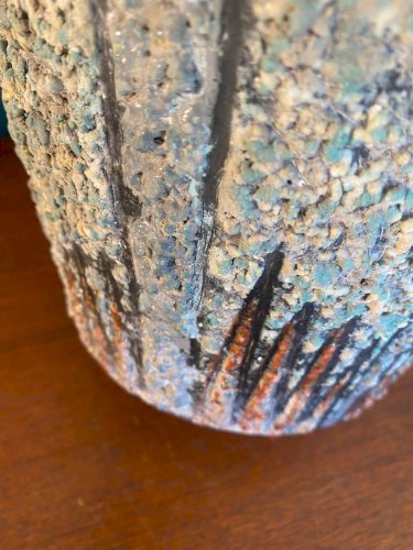 Ancien cache pot en terre cuite émaillée, école Italienne Romacréa, 1950.