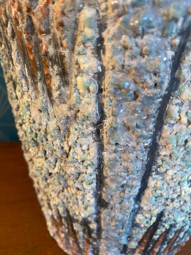 Ancien cache pot en terre cuite émaillée, école Italienne Romacréa, 1950.