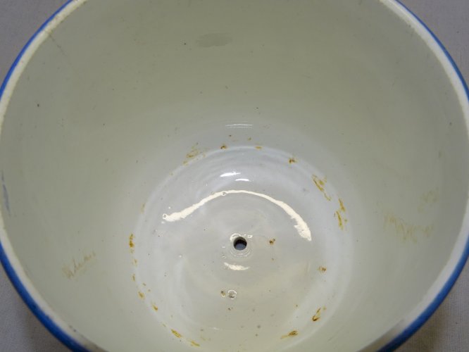 -ANCIEN CACHE POT  FAÏENCE XIXe NAPOLEON III déco 1 OISEAU PEINT et FLEURS    D