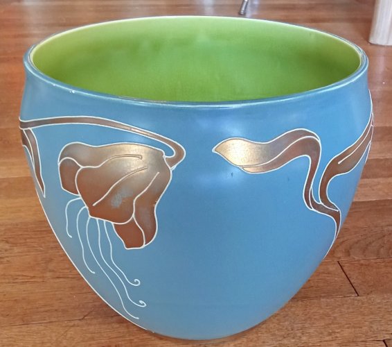 Ancien cache pot jardinière Céramique Art Nouveau  Sarreguemines 19 ème Siècle