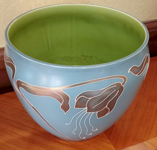 Ancien cache pot jardinière Céramique Art Nouveau  Sarreguemines 19 ème Siècle