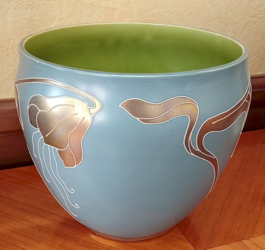 Ancien cache pot jardinière Céramique Art Nouveau  Sarreguemines 19 ème Siècle