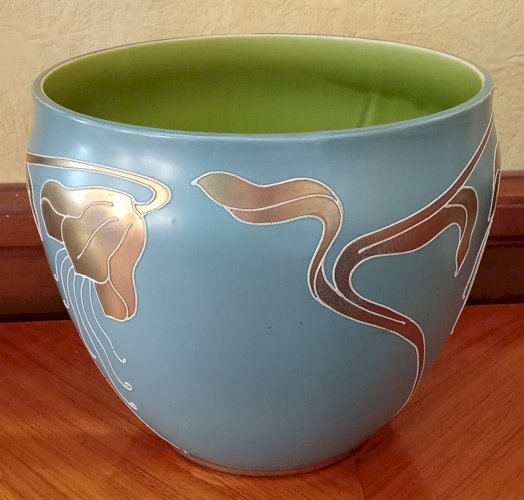 Ancien cache pot jardinière Céramique Art Nouveau  Sarreguemines 19 ème Siècle
