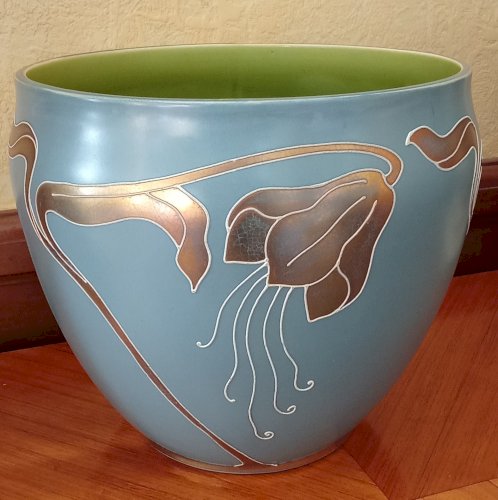 Ancien cache pot jardinière Céramique Art Nouveau  Sarreguemines 19 ème Siècle