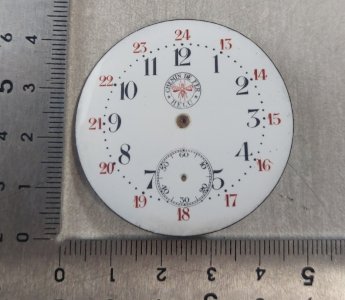 Ancien cadran de montre gousset émaillé, Chemin de fer Helu ^