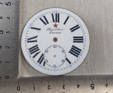Ancien cadran de montre gousset émaillé, Régulateur Bayard ^
