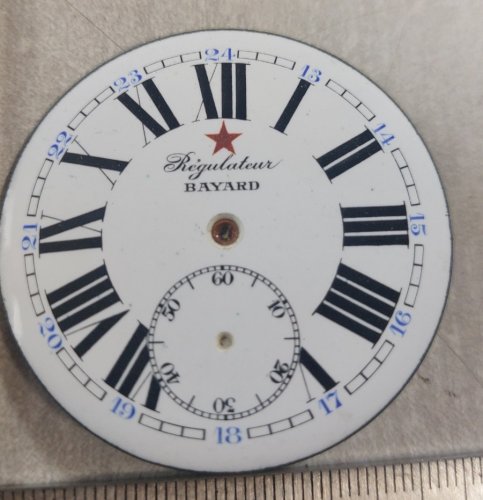 Ancien cadran de montre gousset émaillé, Régulateur Bayard ^