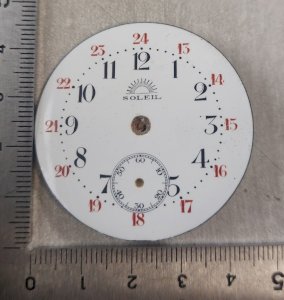 Ancien cadran de montre gousset émaillé, Soleil ^