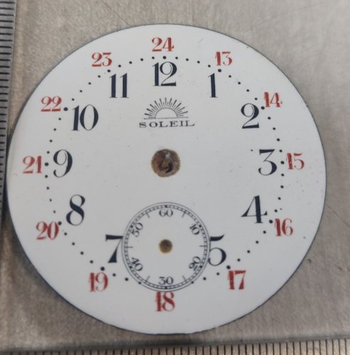 Ancien cadran de montre gousset émaillé, Soleil ^