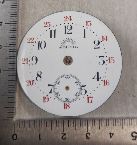 Ancien cadran de montre gousset émaillé, Soleil ^