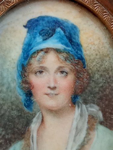Ancien Cadre À Poser portrait Peinture Miniature 19 Ème André Marc Antigna