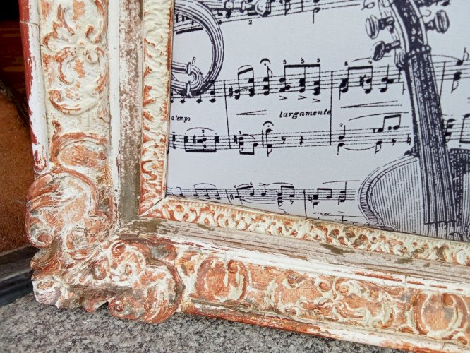 Ancien Cadre Encadrement Montparnasse  Décor Partitions Pièce Unique