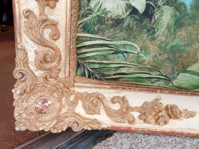 Ancien Cadre Encadrement Montparnasse  Décor Velours  Montgolfière Pièce Unique