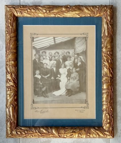 Ancien Cadre Encadrement Stuck  moulures doré Photo Mariage /old Golden Frame