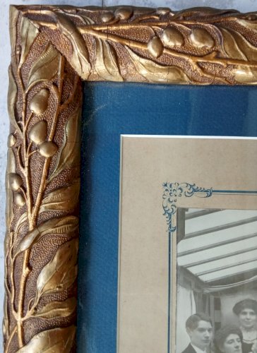 Ancien Cadre Encadrement Stuck  moulures doré Photo Mariage /old Golden Frame