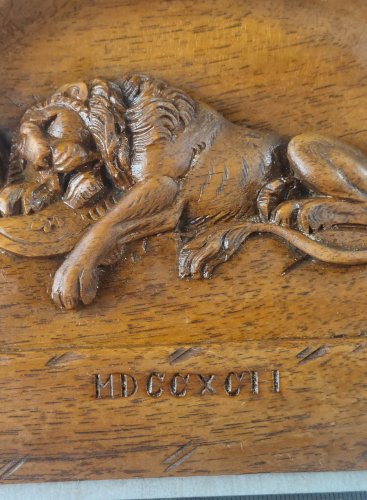 Ancien cadre mural en bois, Lion de Lucerne ^