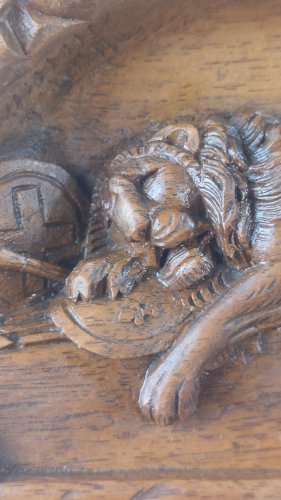 Ancien cadre mural en bois, Lion de Lucerne ^
