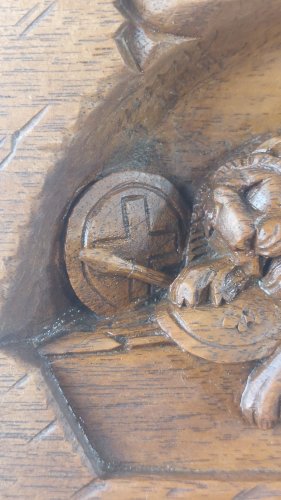 Ancien cadre mural en bois, Lion de Lucerne ^