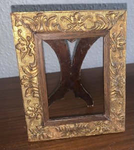 Antique photo frame 19th century carved wooden gilded rococo style