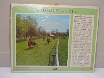 -ANCIEN CALENDRIER ALMANACH des PTT 1970 CHARENTE dans son emballage CHEVAUX XXe