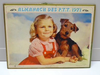 *ANCIEN CALENDRIER ALMANACH des PTT 1971 CHARENTE PETITE FILLE  FOX  POUSSINS