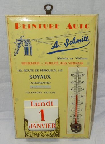-ANCIEN CALENDRIER GLACOÏDE MURAL PUBLICITAIRE PEINTURE AUTO A SCHMITT SOYAUX D