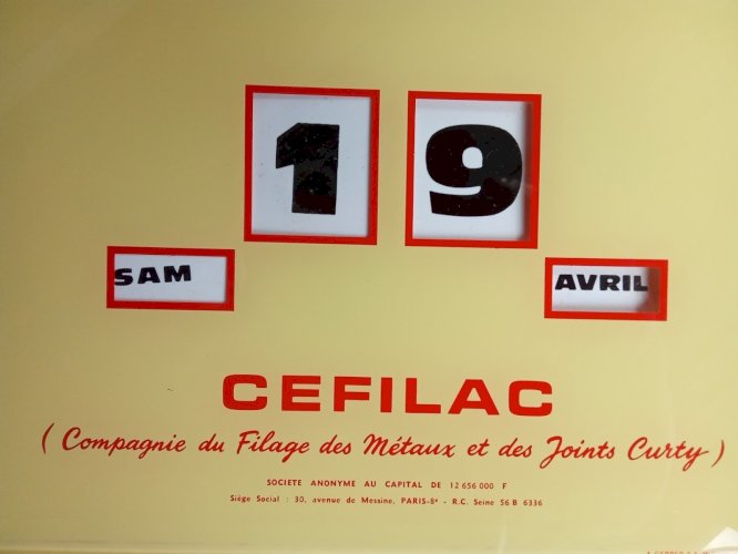 Ancien Calendrier Perpétuel Publicitaire Vintage 1969 Joints Curty Jmf Cefilac