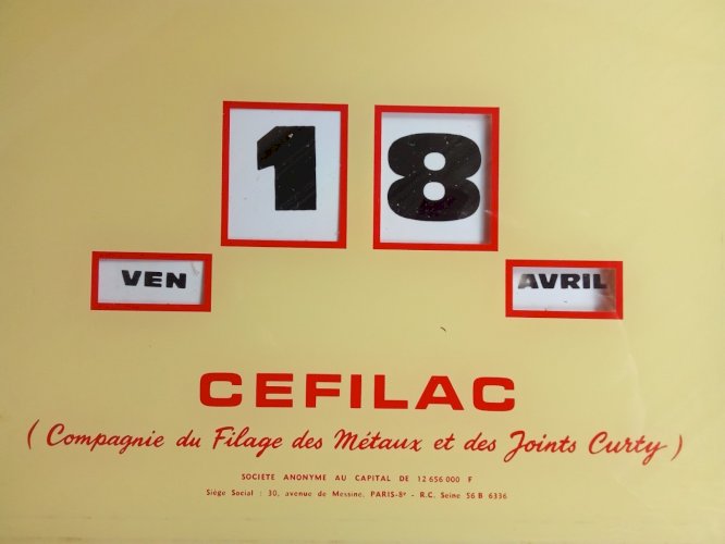 Ancien Calendrier Perpétuel Publicitaire Vintage 1969 Joints Curty Jmf Cefilac