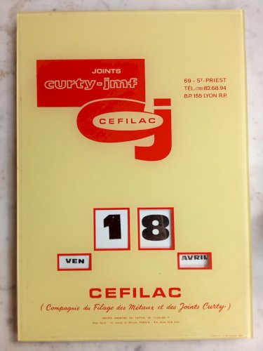 Ancien Calendrier Perpétuel Publicitaire Vintage 1969 Joints Curty Jmf Cefilac