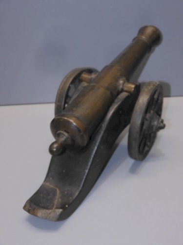 -ANCIEN CANON DE REMPART DE PLACE BRONZE sur son AFFÛT BOIS et ROUES BRONZE   D