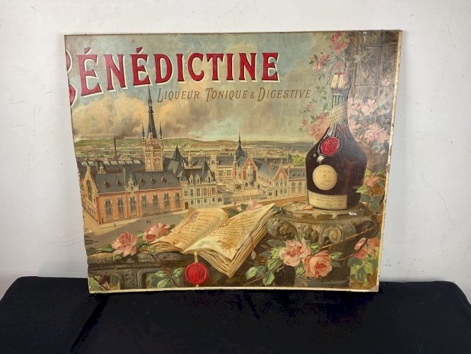 ancien carton publicitaire absynte bénédictine Chromo rehausser de peinture