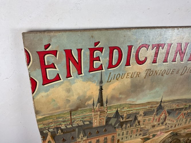 ancien carton publicitaire absynte bénédictine Chromo rehausser de peinture