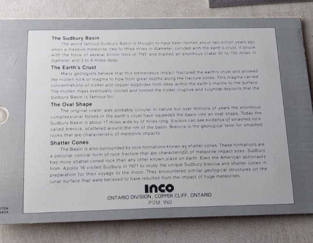 Ancien carton publicitaire, Minerals for the Worlds, Inco Ontario ^